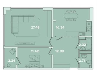 Продаю двухкомнатную квартиру, 76.4 м2, Иркутск, улица Петрова, 16, Правобережный округ