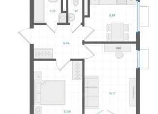 2-ком. квартира на продажу, 45.6 м2, Екатеринбург, метро Чкаловская