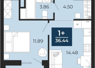 Однокомнатная квартира на продажу, 36.4 м2, деревня Патрушева, улица Петра Ершова, 12, ЖК Никольский