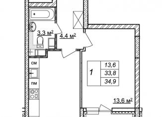 Продается 1-комнатная квартира, 34.9 м2, Нижний Новгород, жилой комплекс Новая Кузнечиха, 13