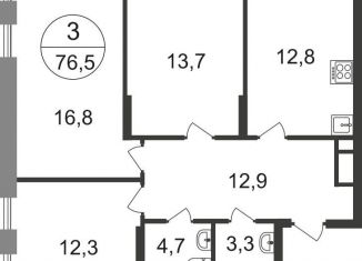 Продажа 3-комнатной квартиры, 76.5 м2, деревня Рассказовка, 2-я Боровская улица, 1