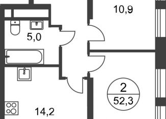 2-ком. квартира на продажу, 52.3 м2, Москва, деревня Рассказовка, 1