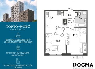 Продам однокомнатную квартиру, 43 м2, Новороссийск