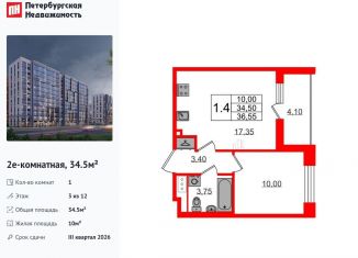 Продажа 1-комнатной квартиры, 34.5 м2, Санкт-Петербург, Орлово-Денисовский проспект