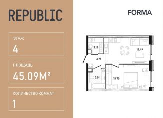 Продается 1-ком. квартира, 45.1 м2, Москва, ЦАО, улица Пресненский Вал, 4/29