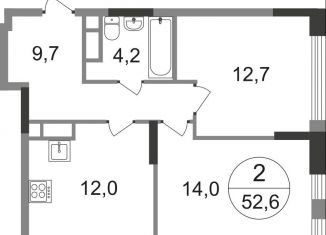 Продается 2-ком. квартира, 52.6 м2, Москва, 2-я Боровская улица, 1