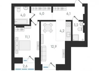 Продам 2-комнатную квартиру, 45.5 м2, Новосибирск, метро Гагаринская, Плановая улица, 60А