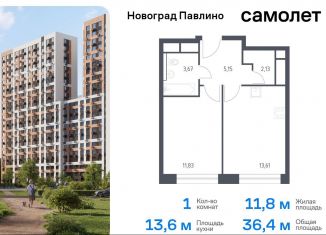 1-ком. квартира на продажу, 36.4 м2, Балашиха, жилой квартал Новоград Павлино, к8