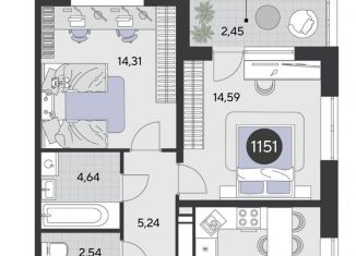 Продажа 2-комнатной квартиры, 64.4 м2, Омская область