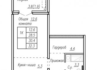 Продажа квартиры со свободной планировкой, 30.4 м2, Барнаул