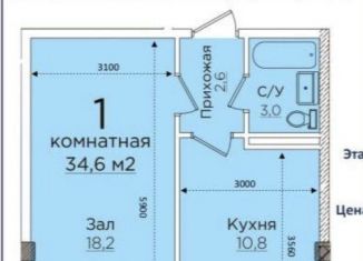 1-комнатная квартира на продажу, 34.6 м2, Дагестан, микрорайон Кемпинг, 813