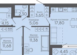 Продается двухкомнатная квартира, 58.3 м2, Екатеринбург, жилой комплекс Новокольцовский, 5, метро Ботаническая