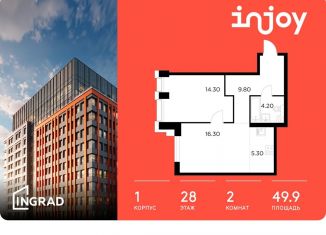 Продам 2-комнатную квартиру, 49.9 м2, Москва, Войковский район