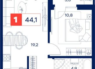 1-комнатная квартира на продажу, 44.1 м2, Тюмень