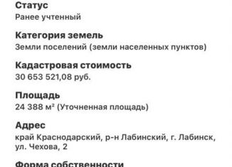 Продаю земельный участок, 243 сот., Лабинск