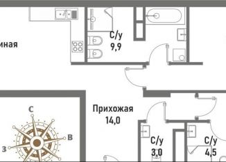 Продается трехкомнатная квартира, 100.6 м2, Москва, улица Матросская Тишина, 12, ВАО