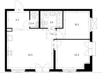 Продается 2-комнатная квартира, 56.1 м2, Москва, Красноказарменная улица, 15к2