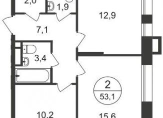 Продается 2-комнатная квартира, 53.1 м2, Москва, 7-я фаза, к1