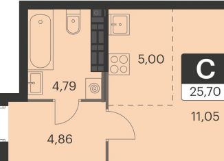 Продается квартира студия, 25.7 м2, Екатеринбург, метро Чкаловская, улица Академика Ландау, 39А/2