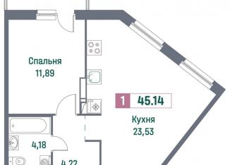 1-ком. квартира на продажу, 45.1 м2, Мурино, проспект Авиаторов Балтики, 23к3