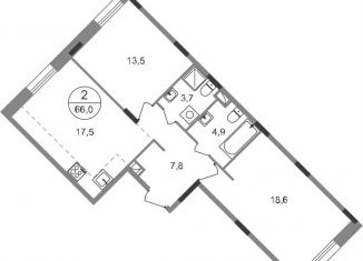 Продажа 2-ком. квартиры, 66 м2, рабочий посёлок Заречье, ЖК Резиденции Сколково