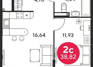 Продажа однокомнатной квартиры, 38.8 м2, Ростовская область