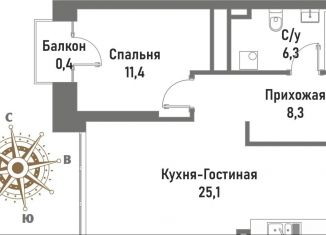 Двухкомнатная квартира на продажу, 51.4 м2, Москва, ВАО, улица Матросская Тишина, 12