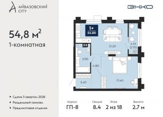 Продаю 1-комнатную квартиру, 54.8 м2, Тюмень