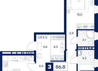 Продам 3-ком. квартиру, 86.8 м2, Тюменская область, Пышминская улица, 216А