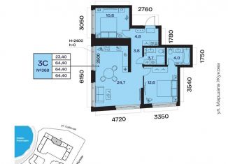 Продается 3-комнатная квартира, 64.4 м2, Республика Башкортостан