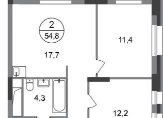 Продажа двухкомнатной квартиры, 54.8 м2, Московский, ЖК Первый Московский