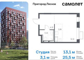 Продажа квартиры студии, 25.5 м2, деревня Мисайлово, микрорайон Пригород Лесное, к11.1