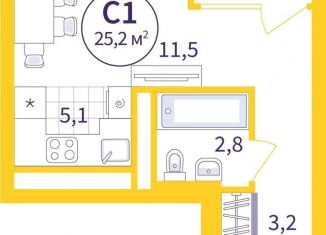 Квартира на продажу студия, 23.8 м2, Екатеринбург, метро Уралмаш, улица 22-го Партсъезда