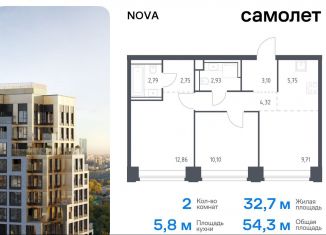 Продаю 2-комнатную квартиру, 54.3 м2, Москва, район Раменки, жилой комплекс Нова, к3