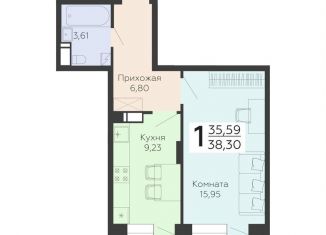 1-ком. квартира на продажу, 38.3 м2, Воронеж, Покровская улица, 19, Коминтерновский район