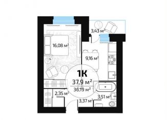 Продам 1-ком. квартиру, 37.9 м2, Самара, метро Юнгородок, микрорайон Новая Самара, ск55