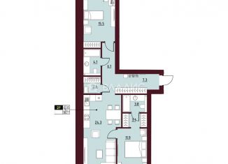 Продается 2-ком. квартира, 80.1 м2, Вологодская область, Февральский переулок, 7