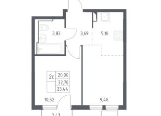 Продам однокомнатную квартиру, 33.4 м2, Москва, жилой комплекс Остафьево, к15