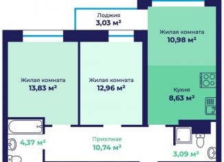 Продаю трехкомнатную квартиру, 66.1 м2, Ярославль, Фрунзенский район