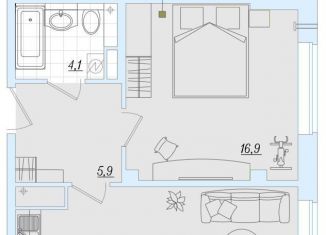 Продается 1-ком. квартира, 49.1 м2, Псковская область, Балтийская улица, 17А