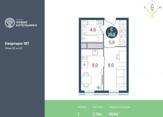 1-ком. квартира на продажу, 35.9 м2, Котельники, микрорайон Новые Котельники, 22