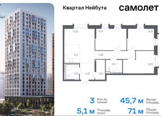 Продам 3-ком. квартиру, 71 м2, Владивосток, жилой комплекс Квартал Нейбута, 141к2, Ленинский район