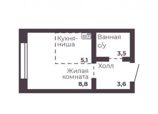 Продается однокомнатная квартира, 21 м2, Челябинск, Тракторозаводский район