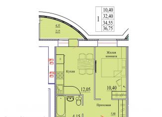 Продается однокомнатная квартира, 36.8 м2, Ивановская область