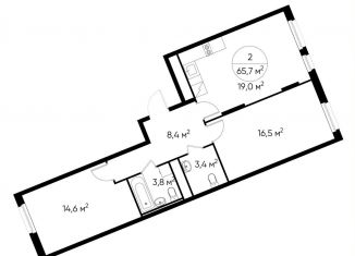 Продажа двухкомнатной квартиры, 65.7 м2, Москва, деревня Рассказовка, 1