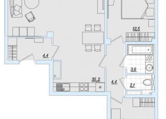 2-ком. квартира на продажу, 78.3 м2, Псковская область, Балтийская улица, 17А