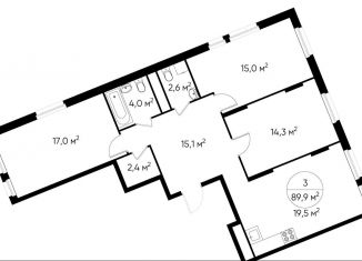 Продам 3-комнатную квартиру, 89.9 м2, деревня Рассказовка, деревня Рассказовка, 1