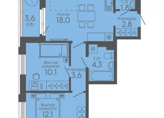 Продаю двухкомнатную квартиру, 54.5 м2, Екатеринбург, метро Ботаническая, жилой комплекс Новокольцовский, 6