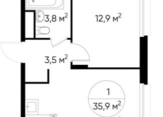 Продается 1-ком. квартира, 35.9 м2, Москва, деревня Рассказовка, 1