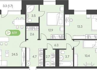 Продаю 3-ком. квартиру, 87.9 м2, Удмуртия